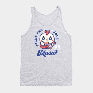 Funny Music Feeds the Soul Chicken Playing Guitar Tank Top